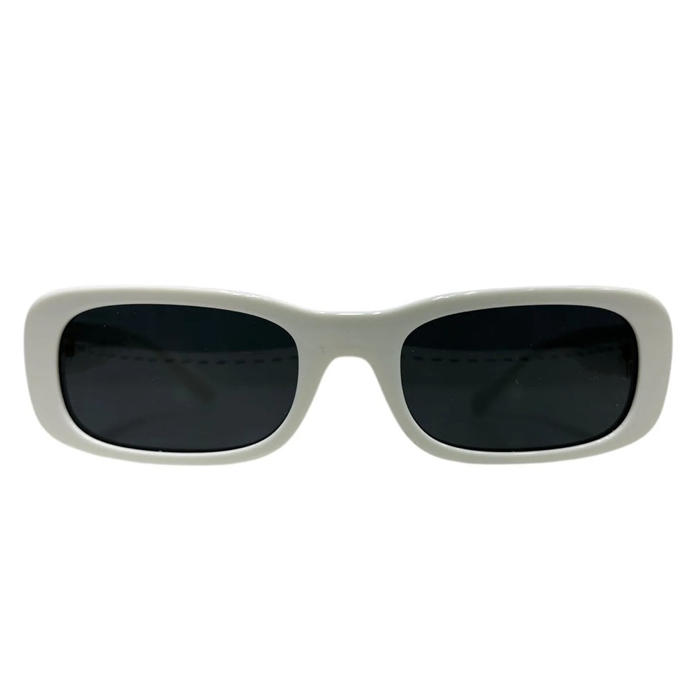 MIU MIU White Rectangular Sunglasses – Gold Hardware